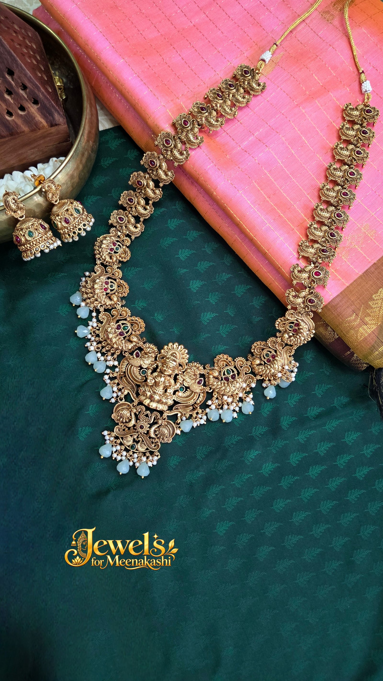 Royal Real Gold Inspired Bridal Haram with Earring DC 31
