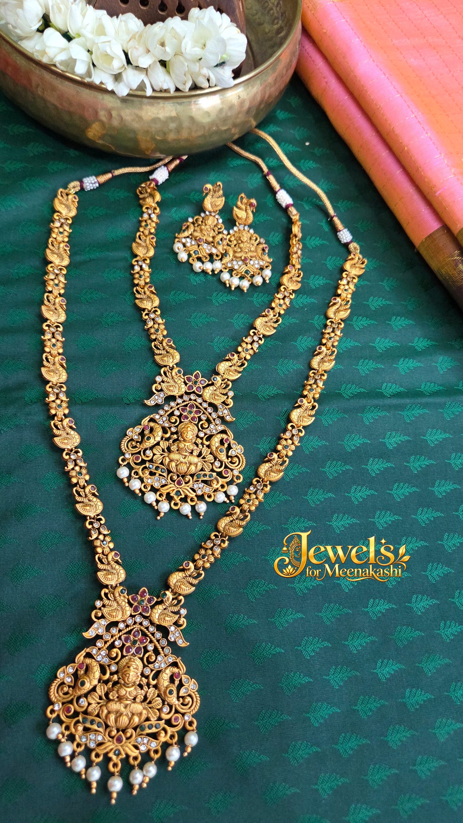 Real Gold Inspired Combo Haram, Necklace & Earring DC 28