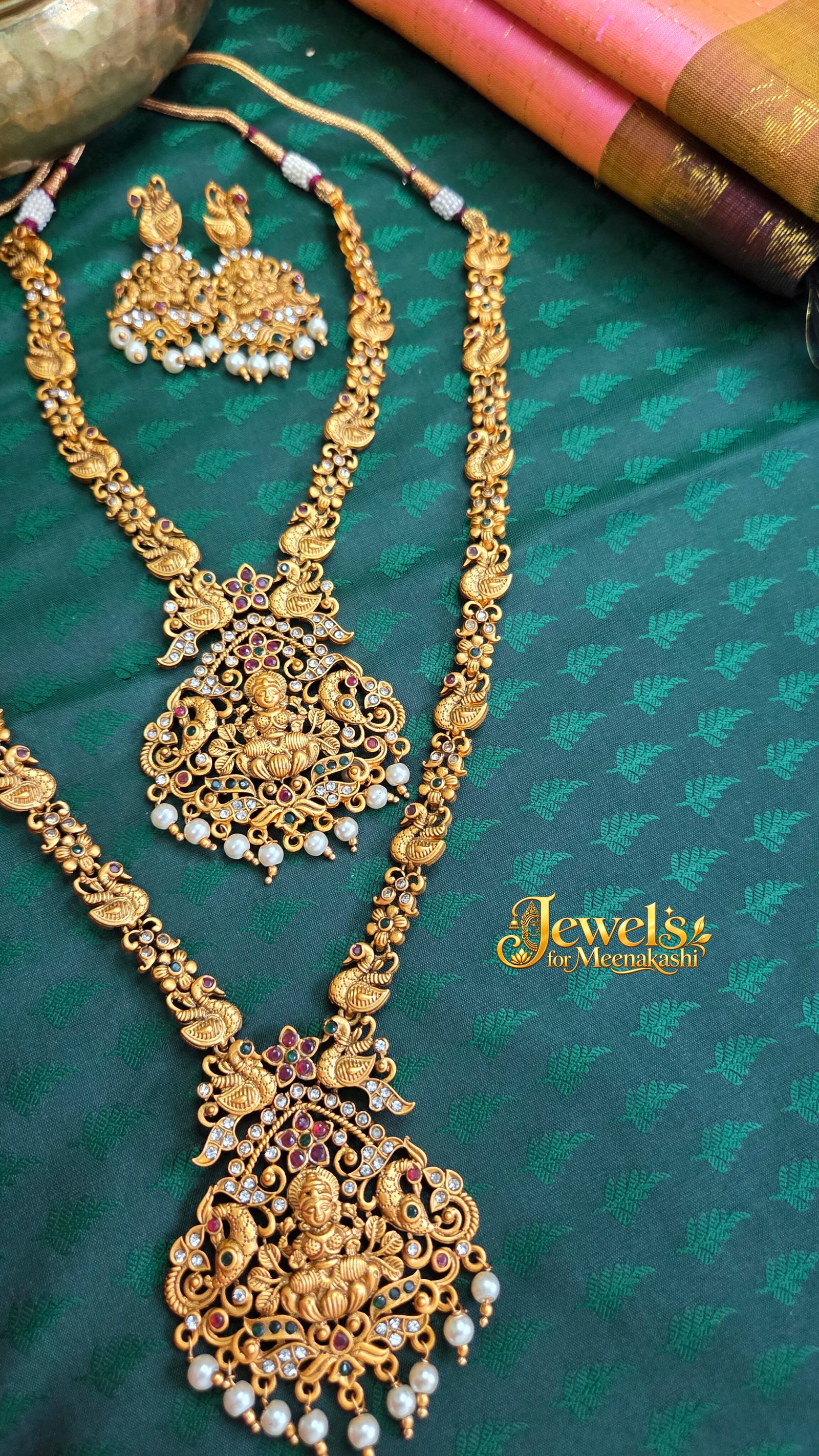 Real Gold Inspired Combo Haram, Necklace & Earring DC 28