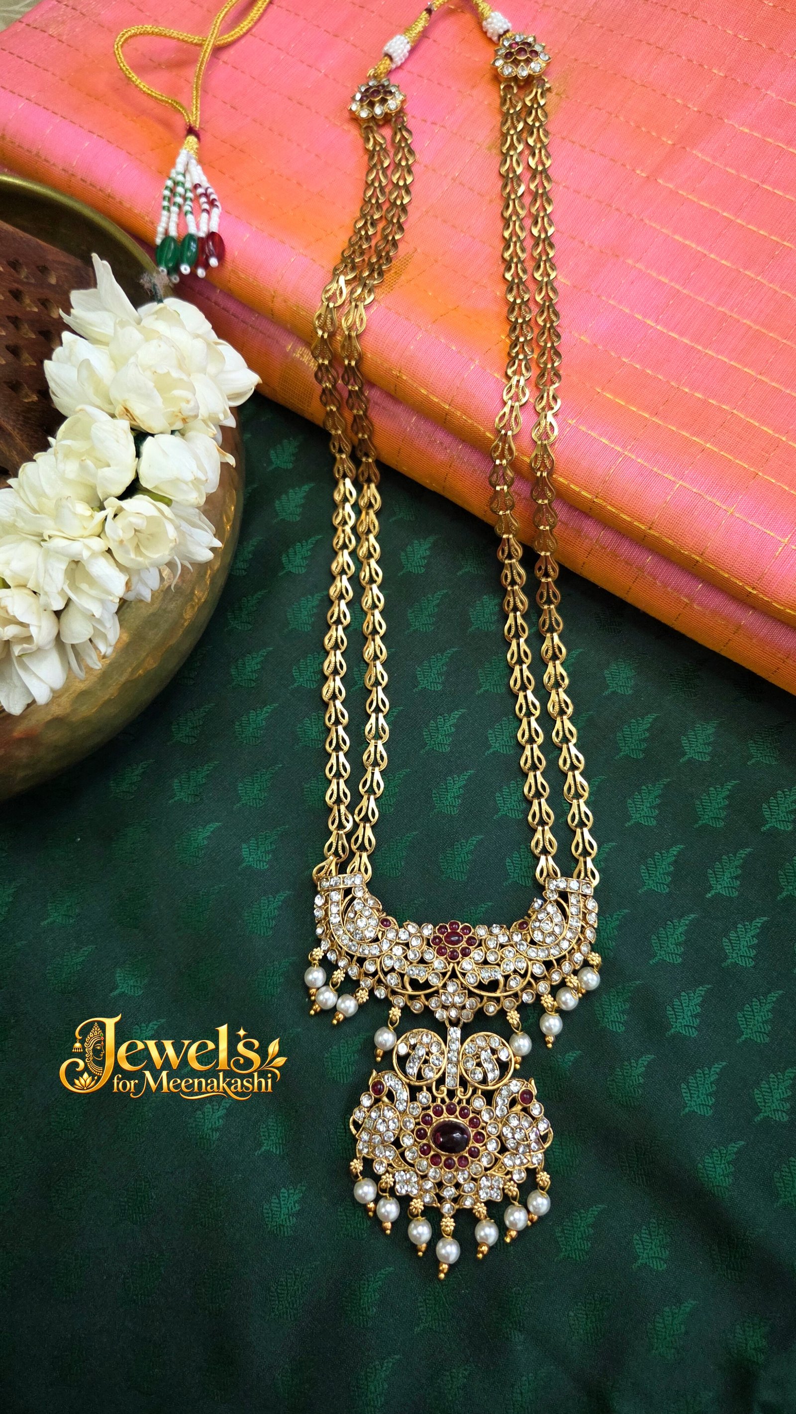 Traditional Double Layer Long Haram Set with Earring DC 25