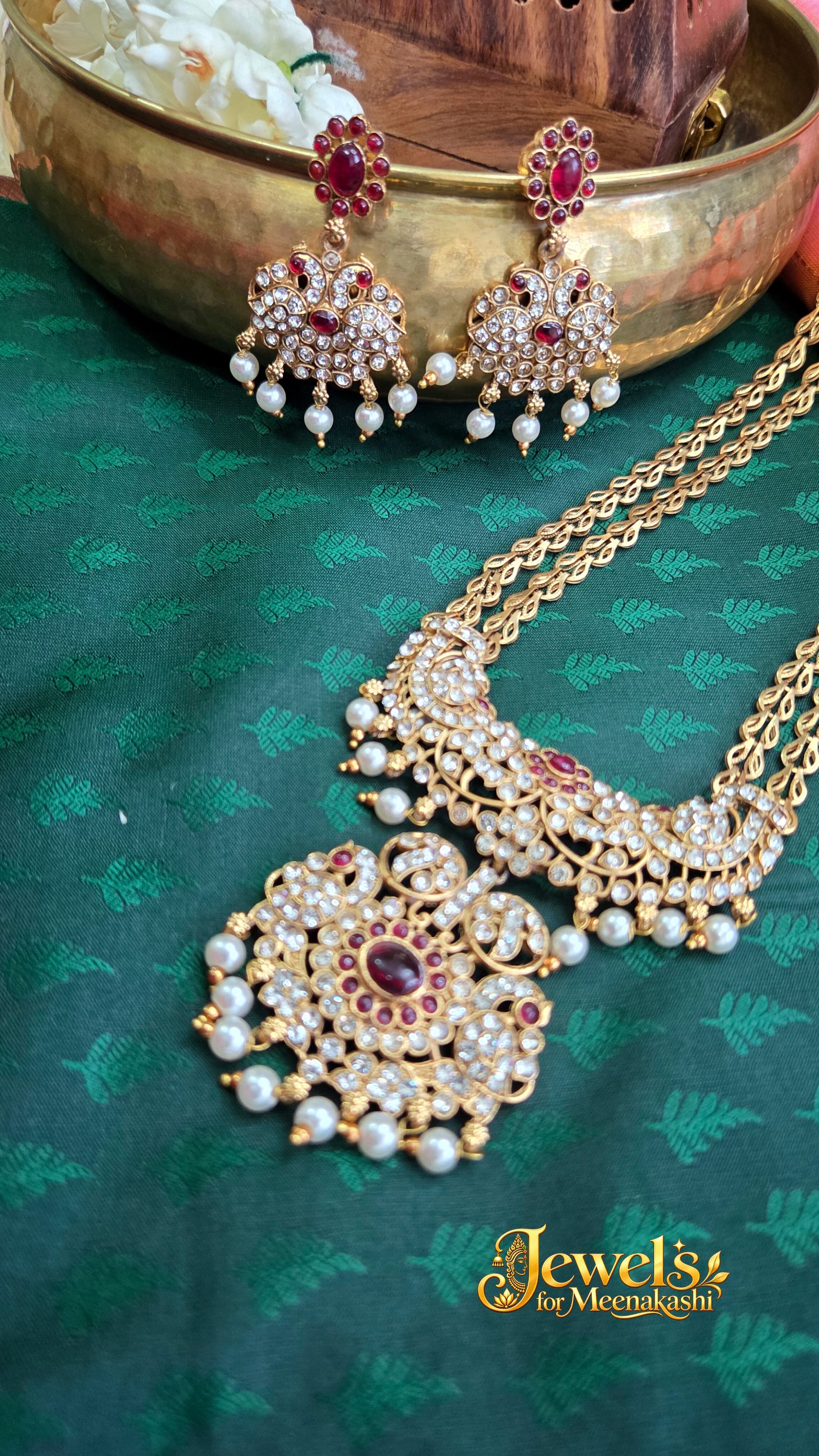 Traditional Double Layer Long Haram Set with Earring DC 25