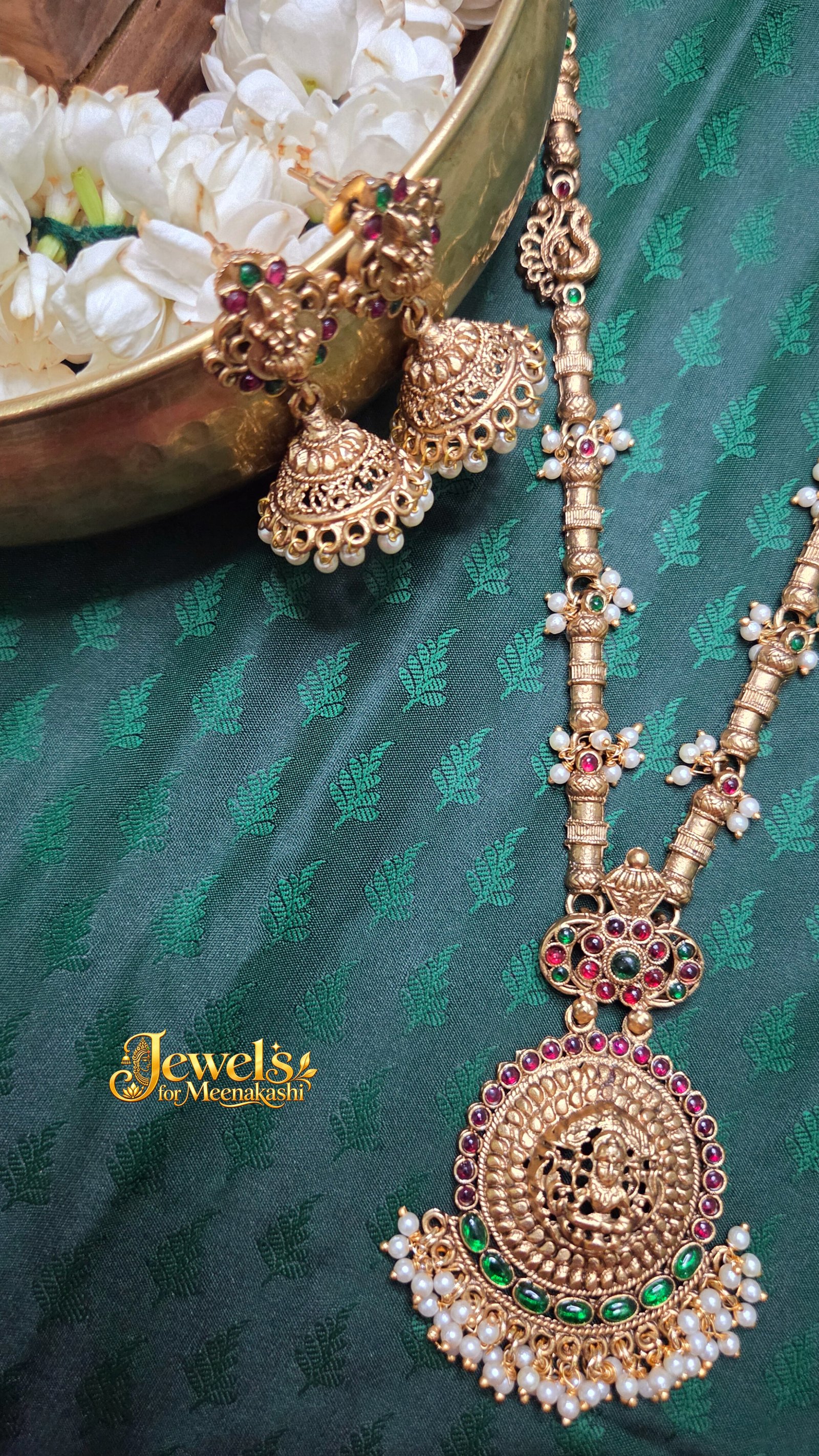 Lakshmi Devi Kemp Real Gold Necklace With Jhumkas DC01