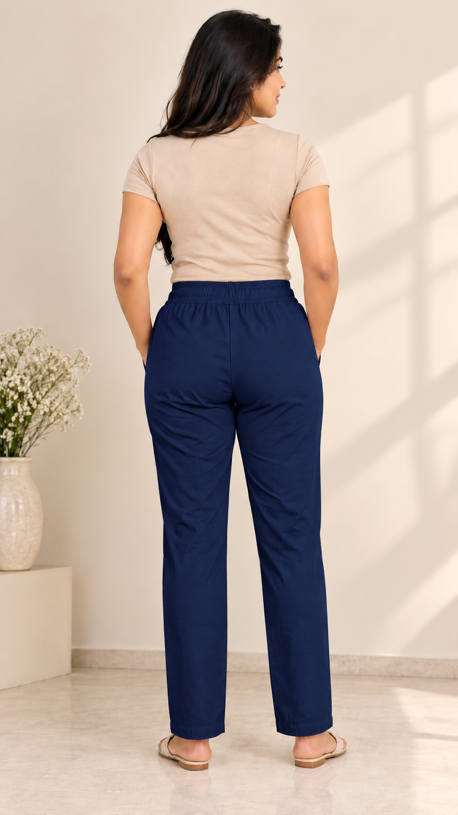 Navy Blue Stretchable Slim Fit Pants