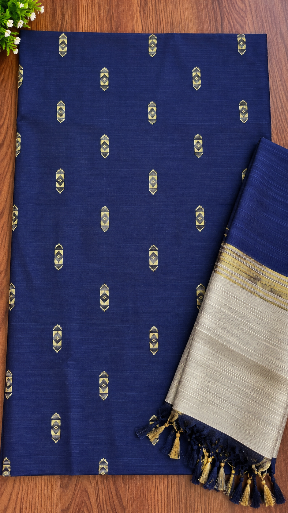 Navy Blue Raw Silk Set