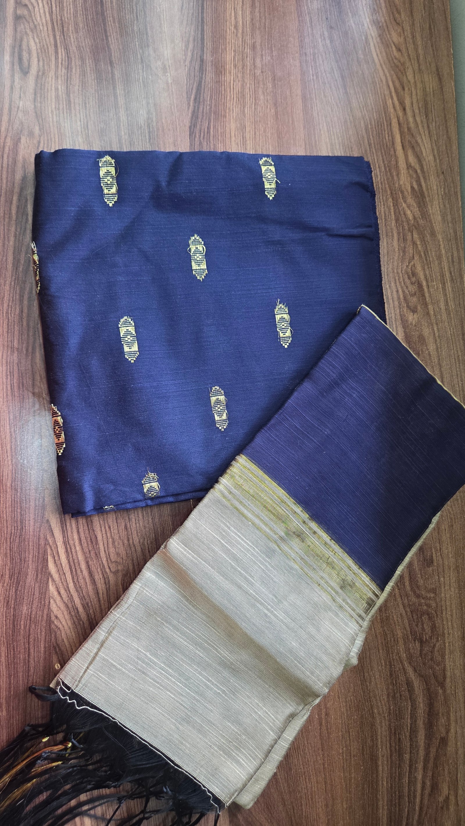 Navy Blue Raw Silk Set