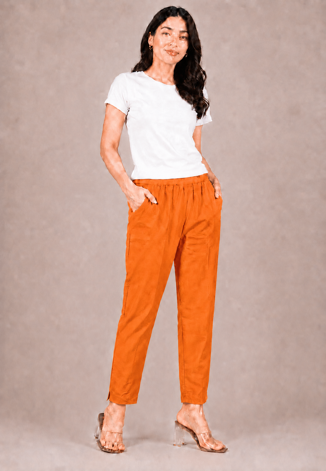 Orange Straight Kurta Pant