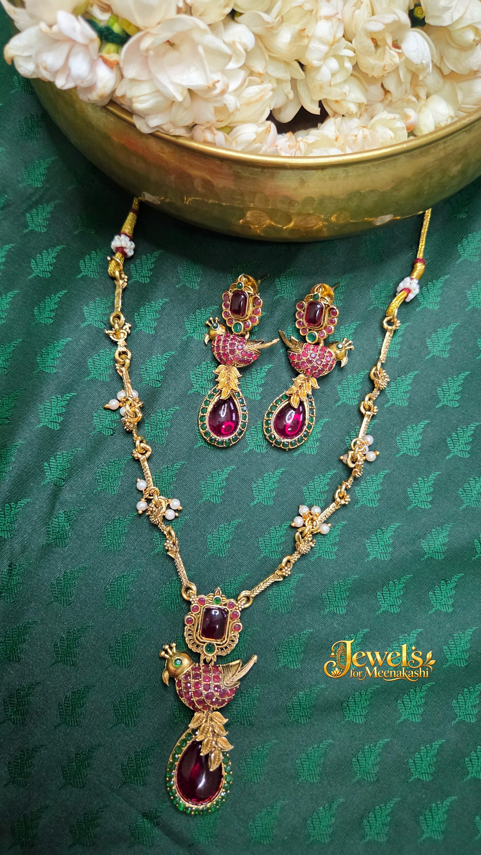 Trendy Parrot Antique Necklace & Earring DC 16