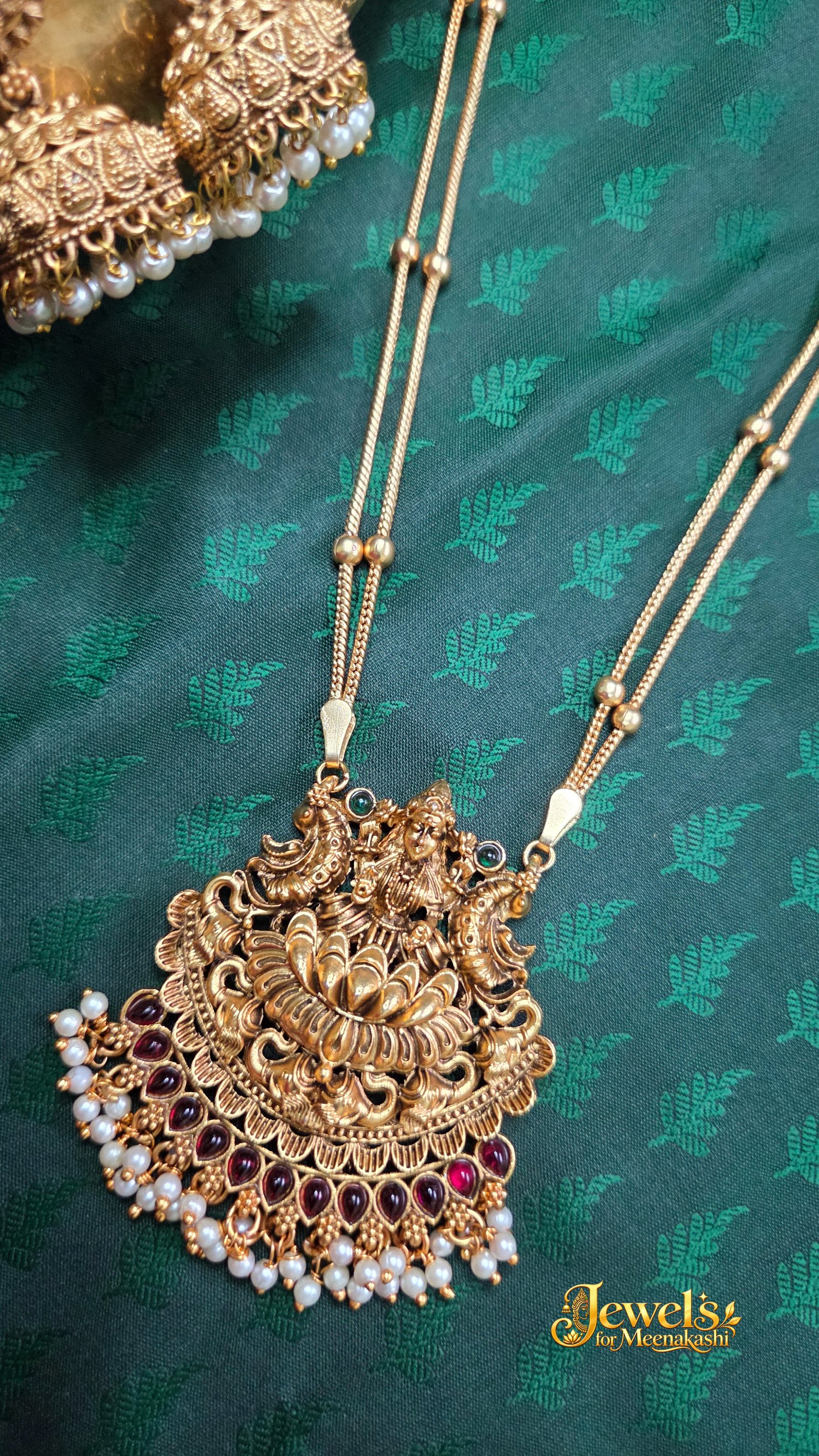 Real Gold Inspired Lakshmi Pendant & Jhumka Set DC 10