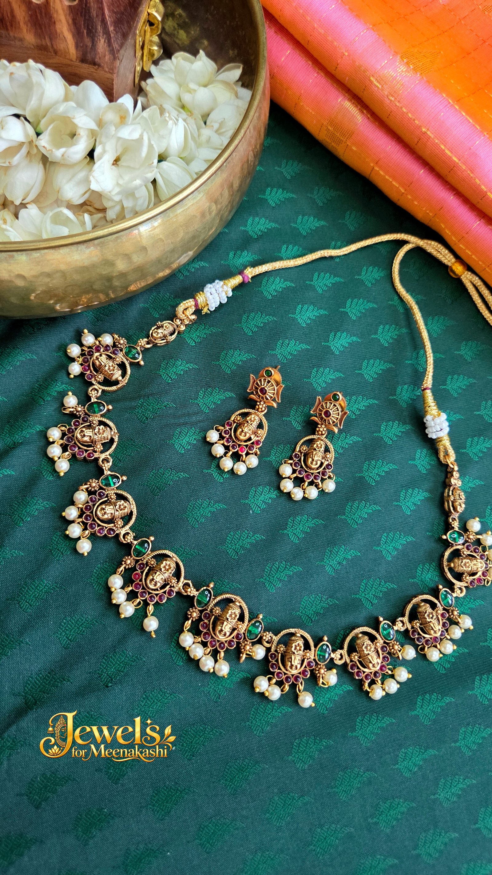 Srinivasa Perumal Necklace Choker Set with Earring DC 33