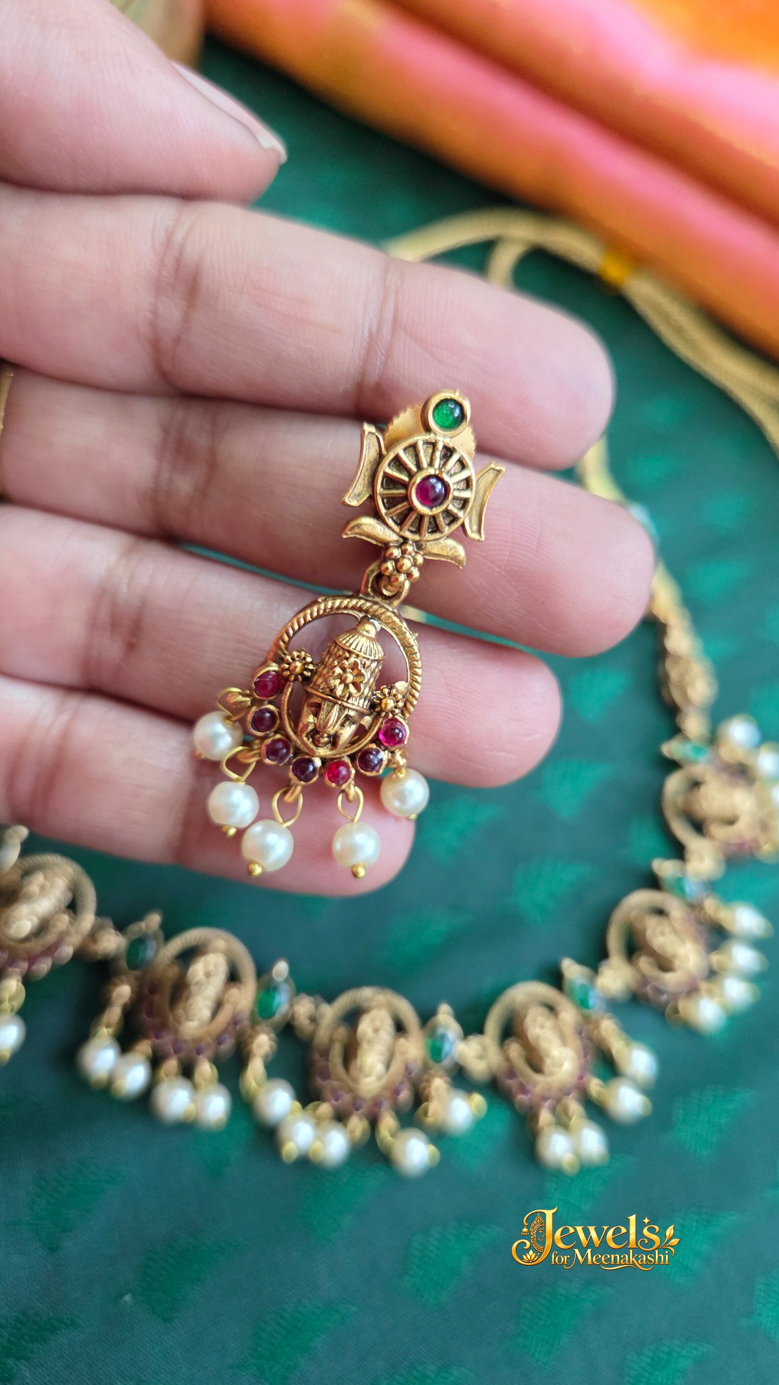 Srinivasa Perumal Necklace Choker Set with Earring DC 33