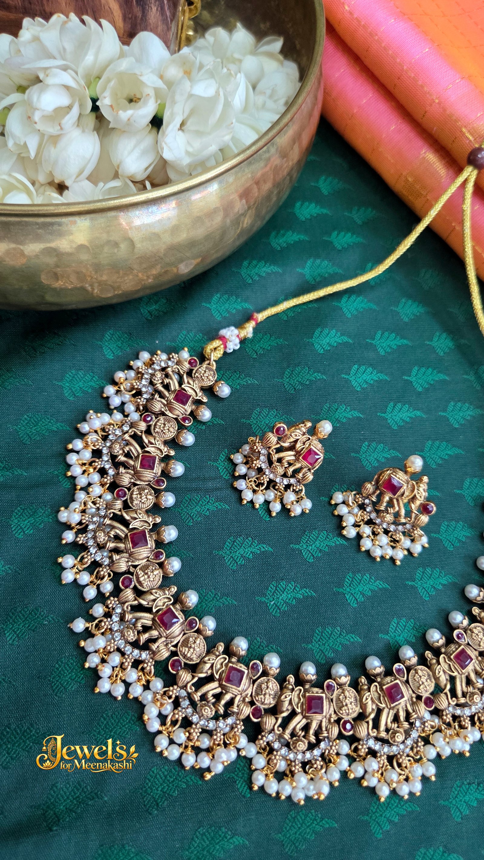 Queen Inspired Ruby and Pearl Necklace with Earrings DC 34