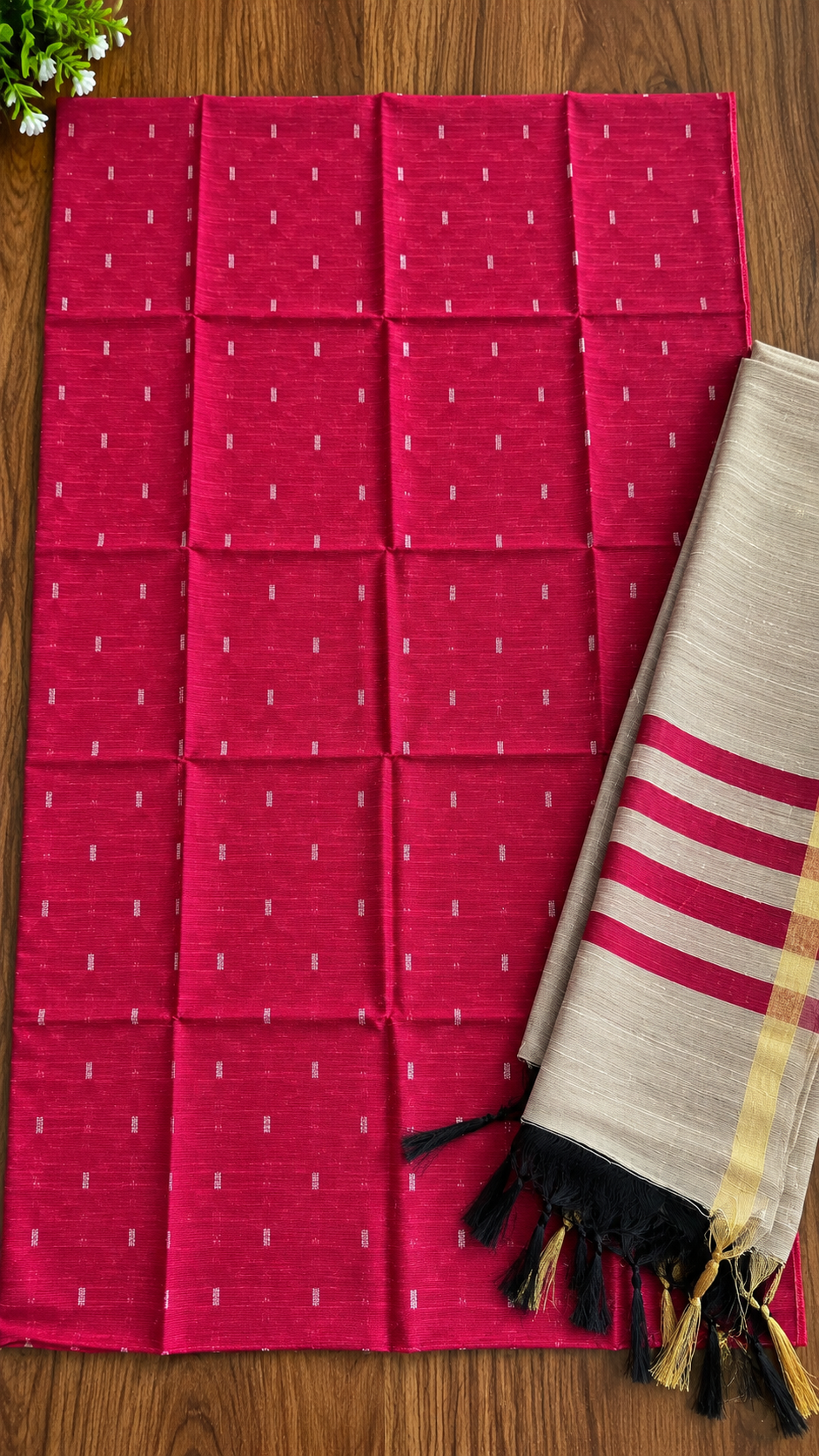 Rani Pink Raw Silk 2 Piece unstitched Material