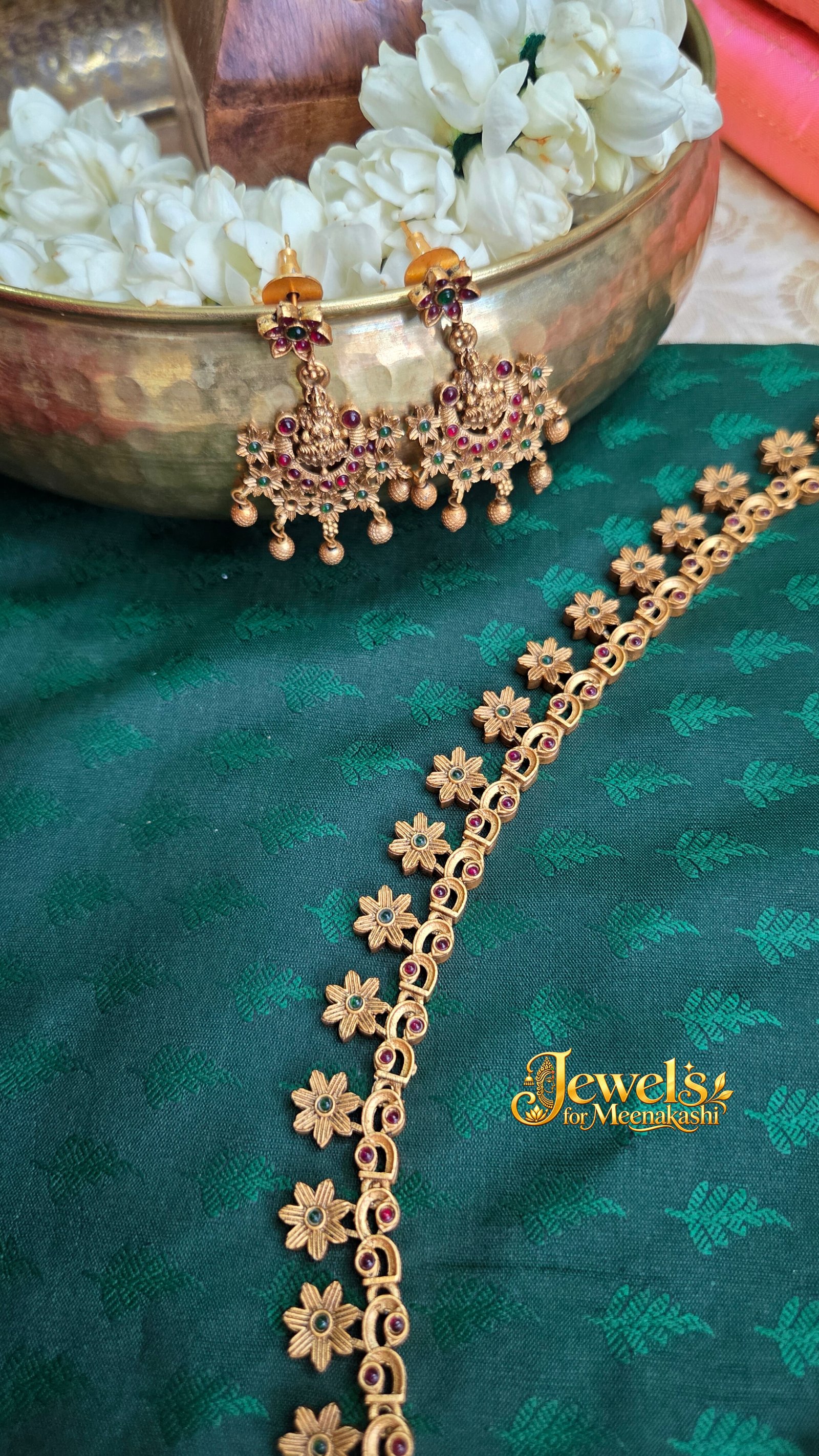 Gold Inspired Antique Mid Haram with Earring DC 40