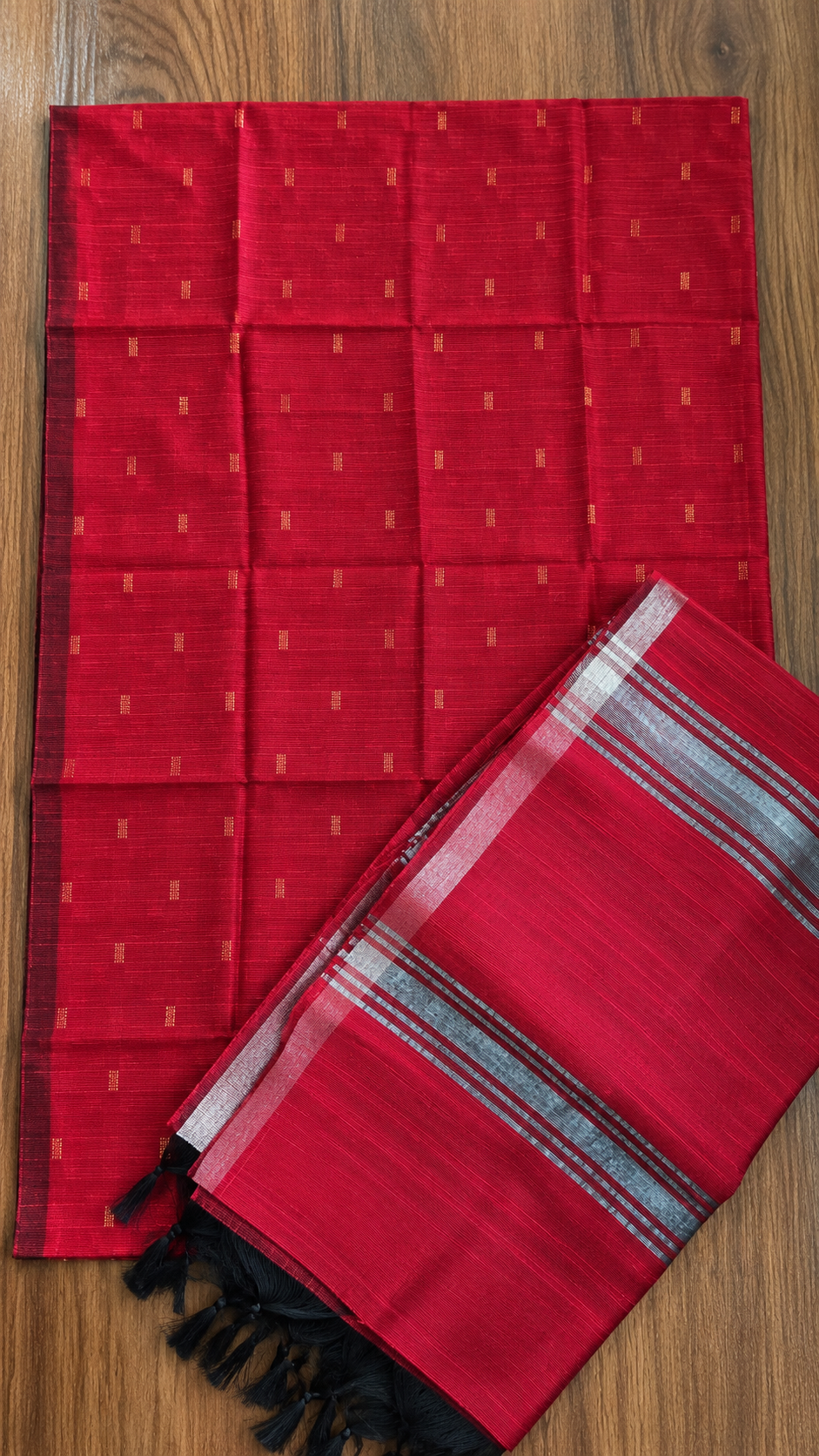 Red Silver Buttas unstitched 2 Piece Set