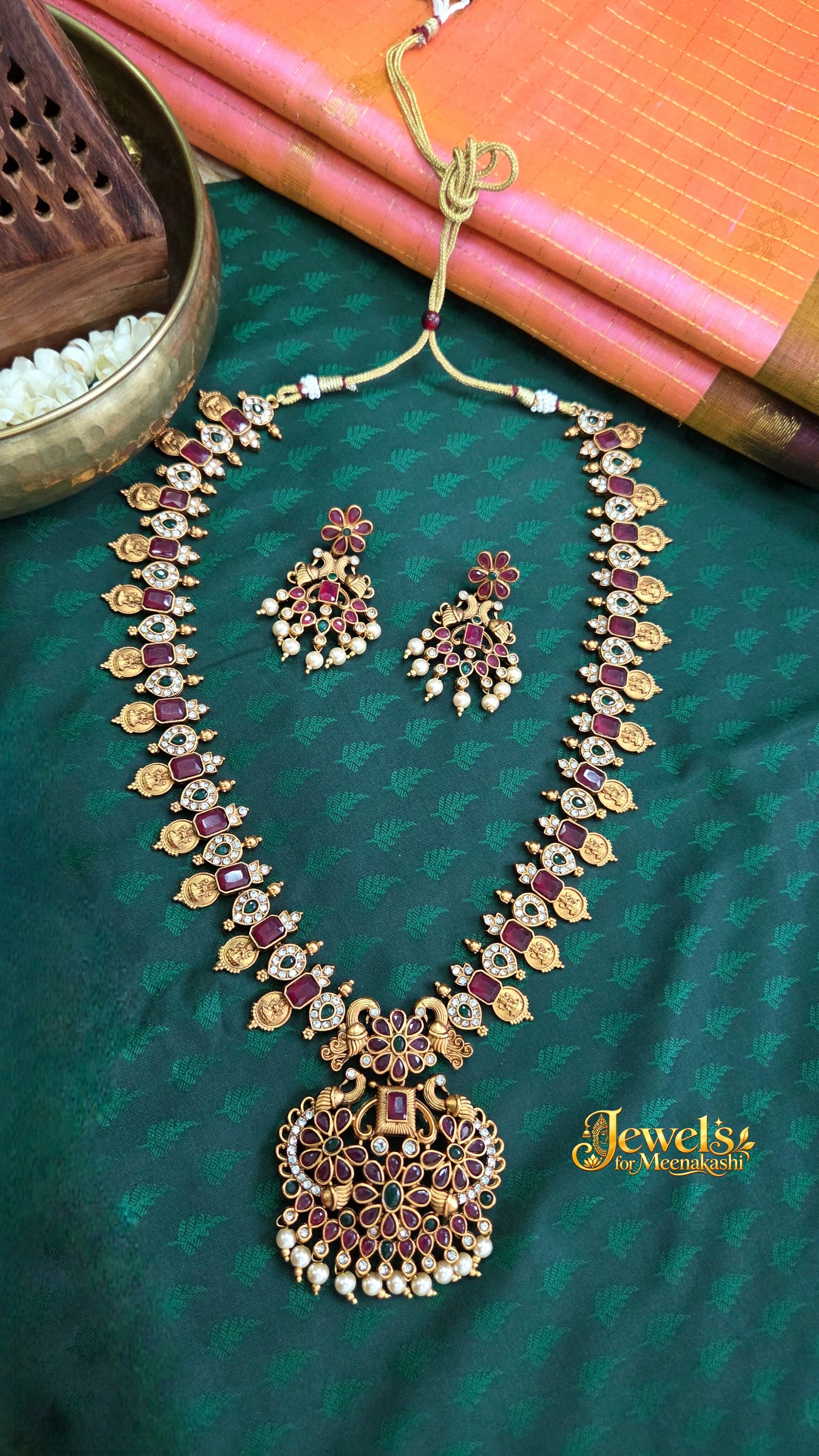 Antique Ruby Haram Set with Earring DC 39