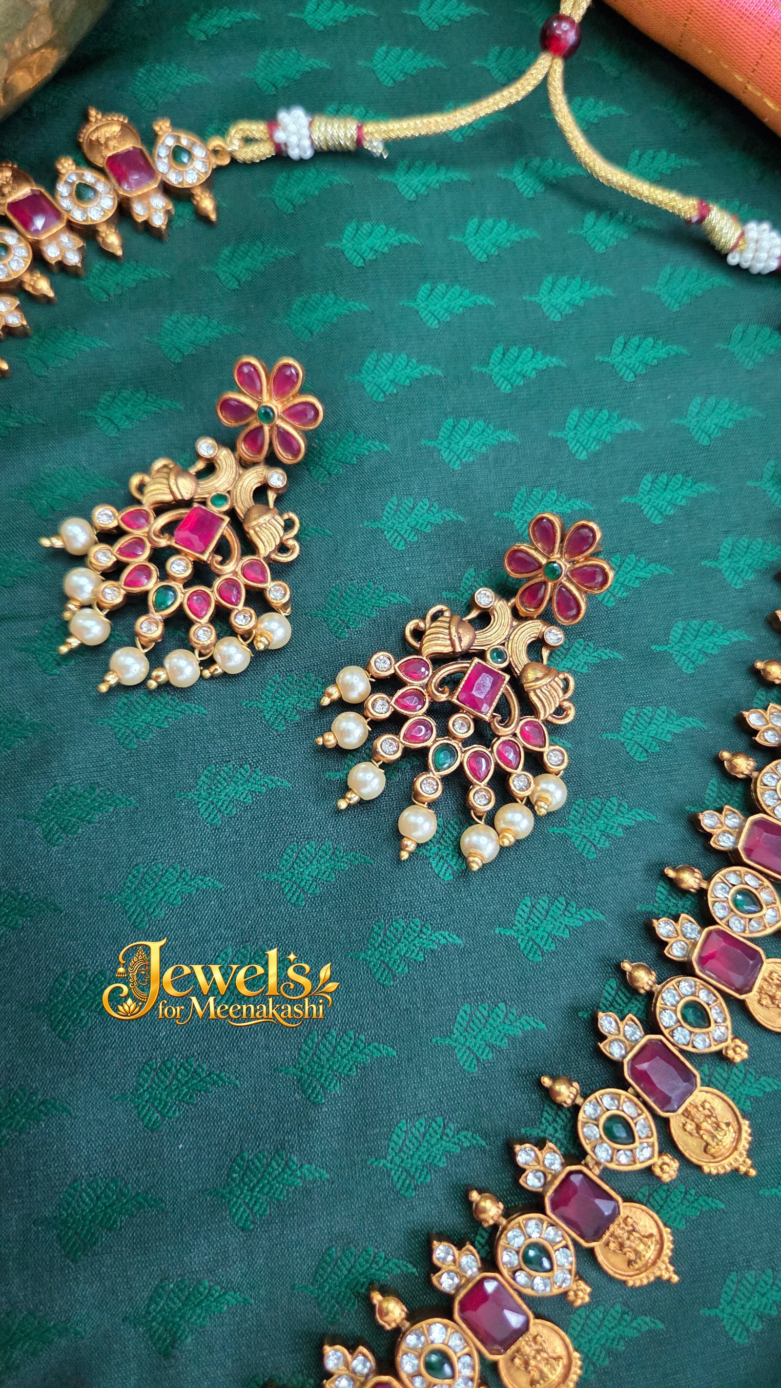 Antique Ruby Haram Set with Earring DC 39