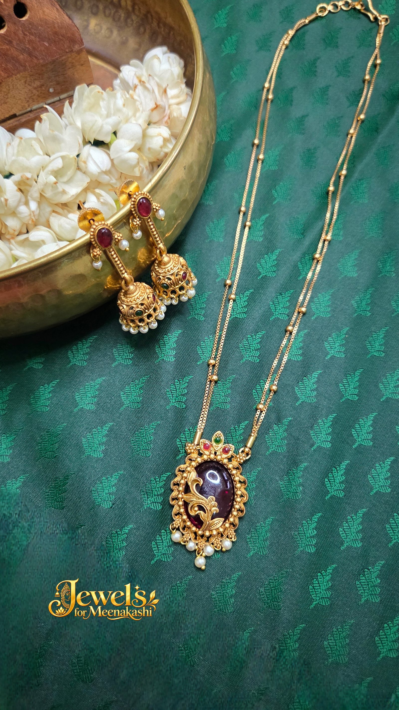Elegant 2-Layer Chain with Pendant & Statement Jhumka DC 18
