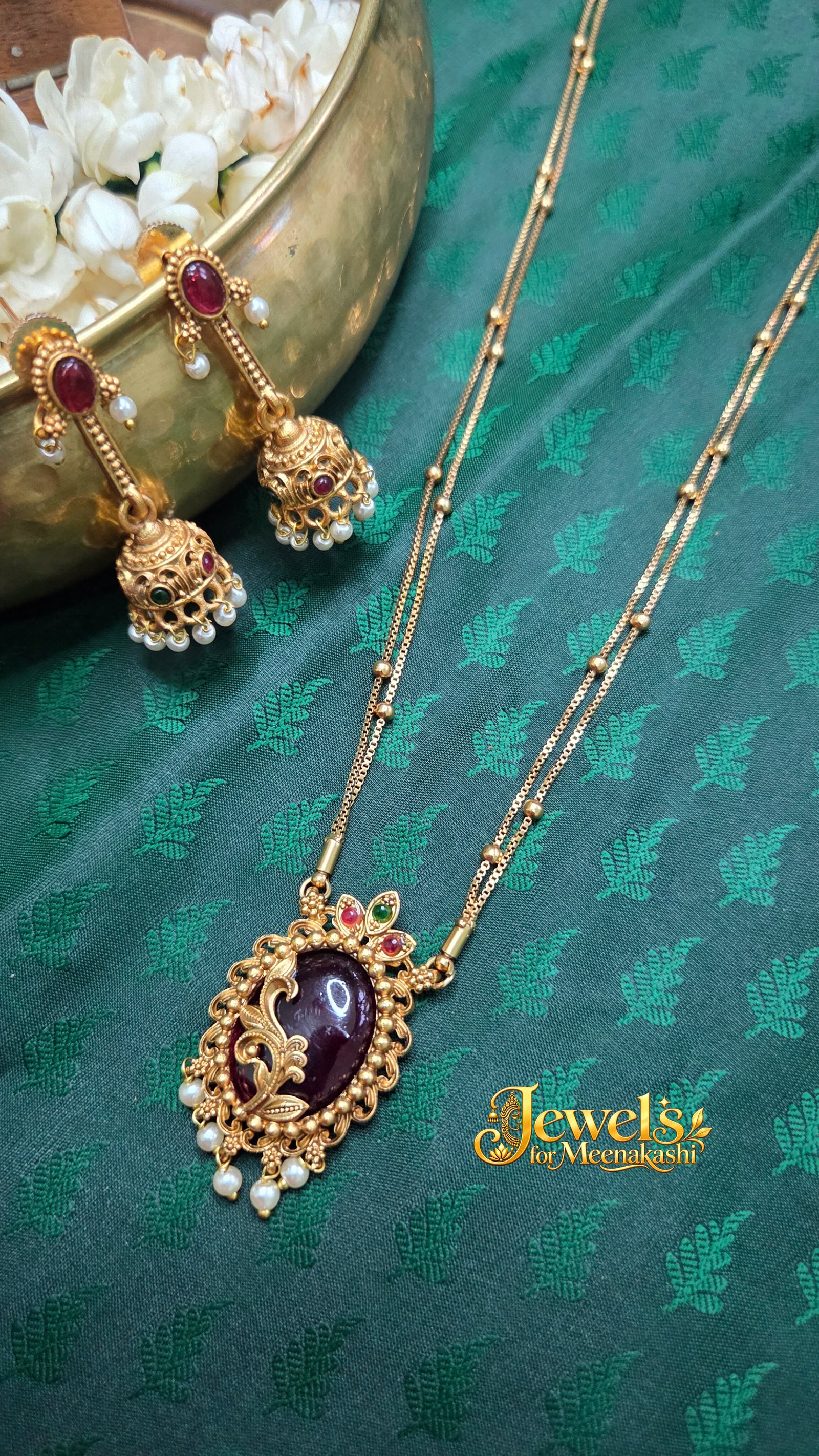 Elegant 2-Layer Chain with Pendant & Statement Jhumka DC 18