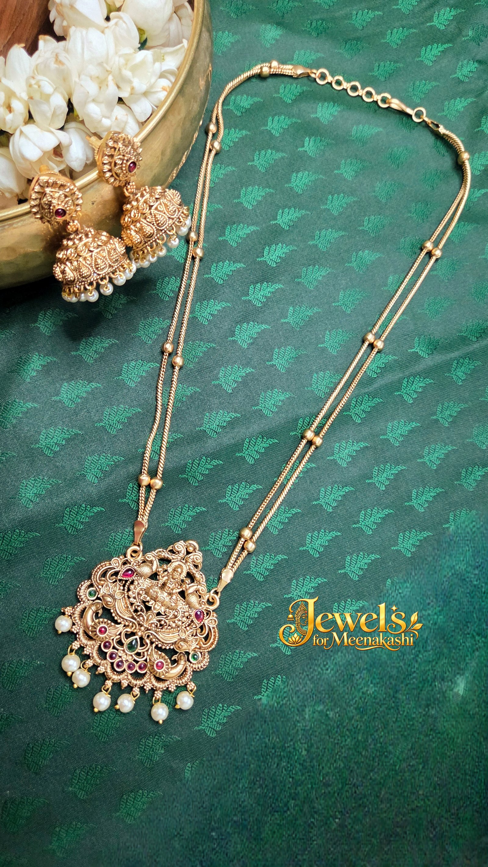 Temple Style Double Layer Pendant Set with Jhumkas DC 12
