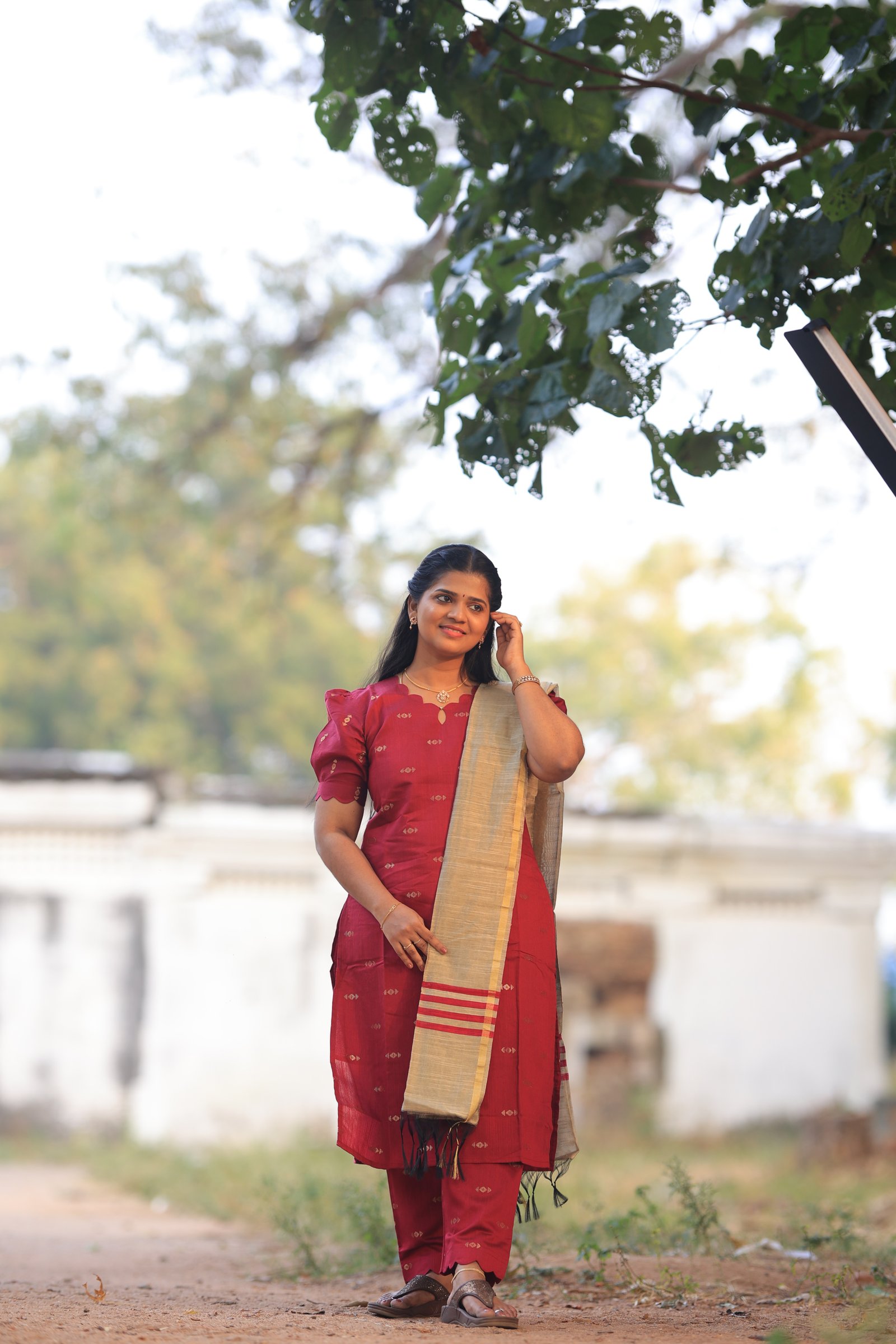 Red kurta set