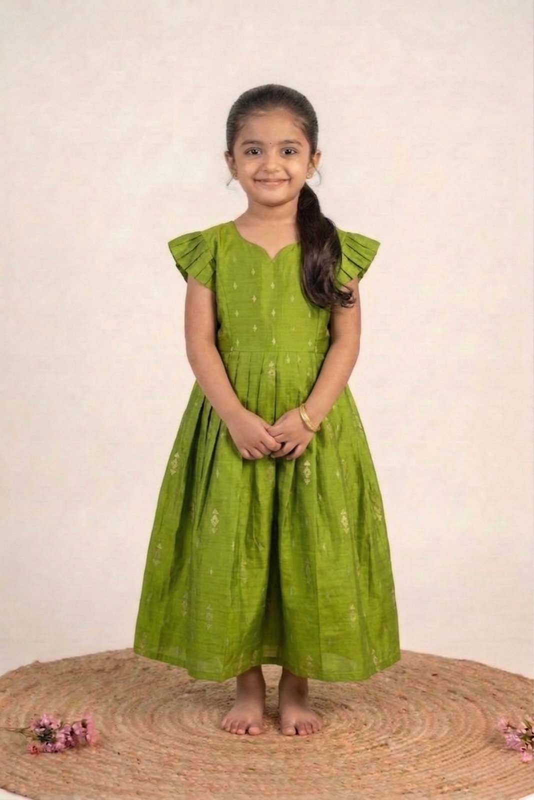 Parrot Green baby frock