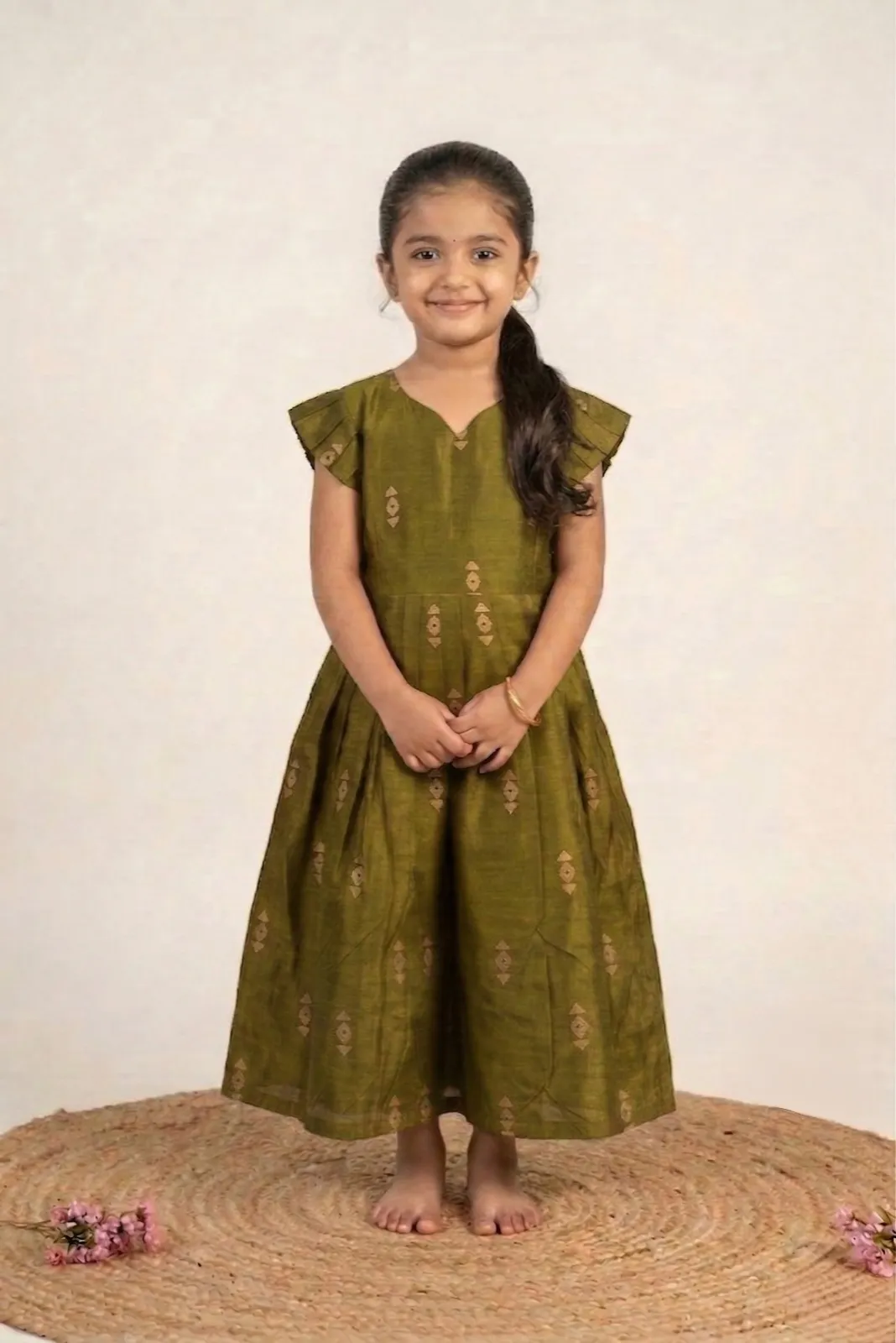 Olive Green Baby Frock