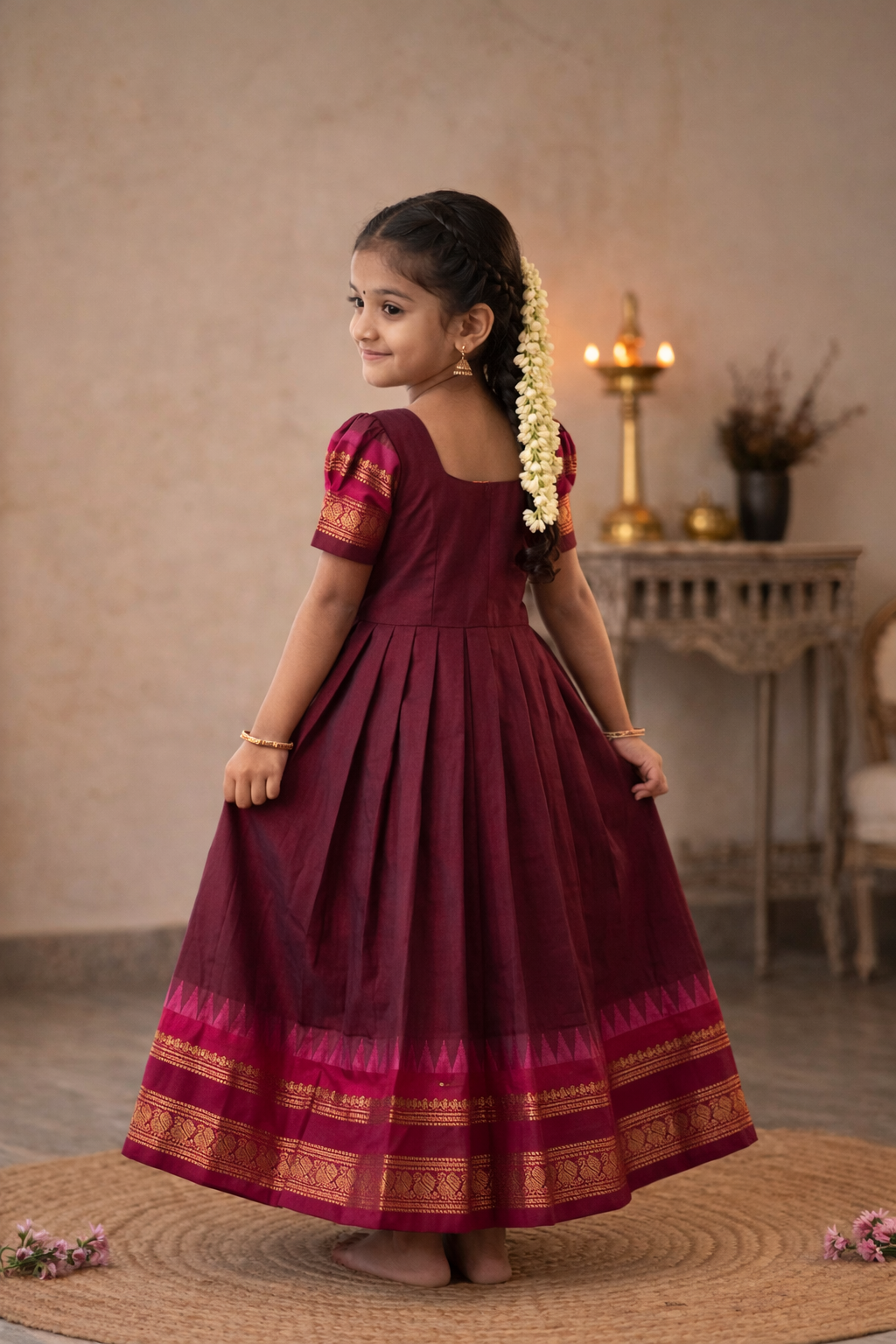 Wine with Maroon baby frock