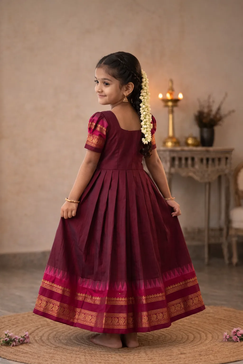 Wine with Maroon Baby Frock