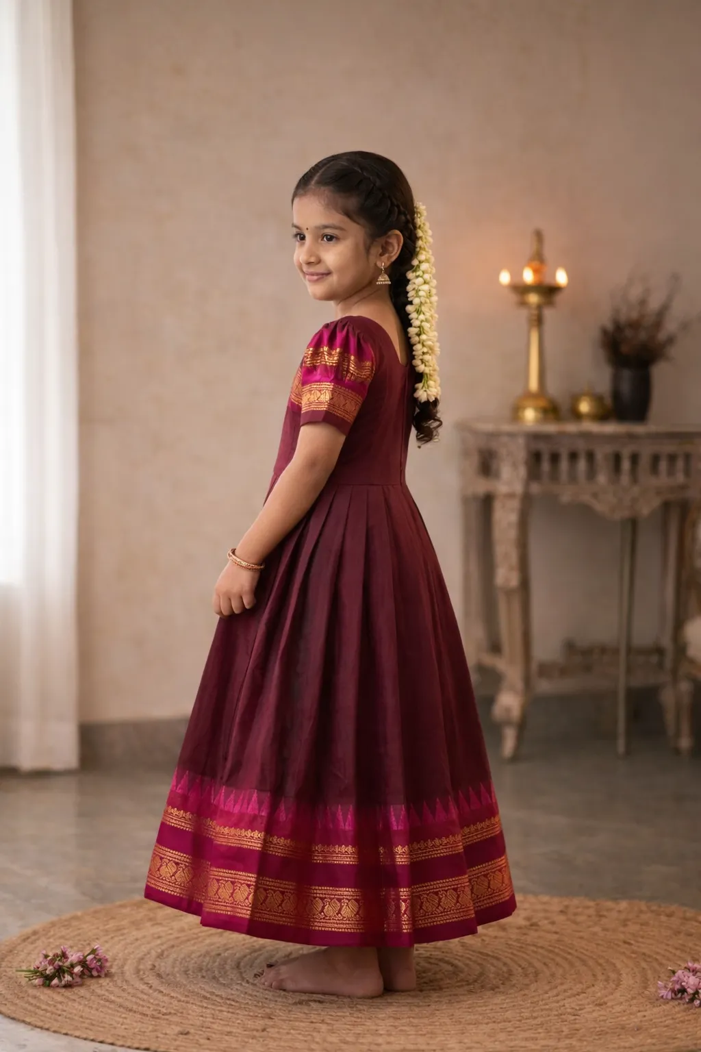 Wine with Maroon Baby Frock