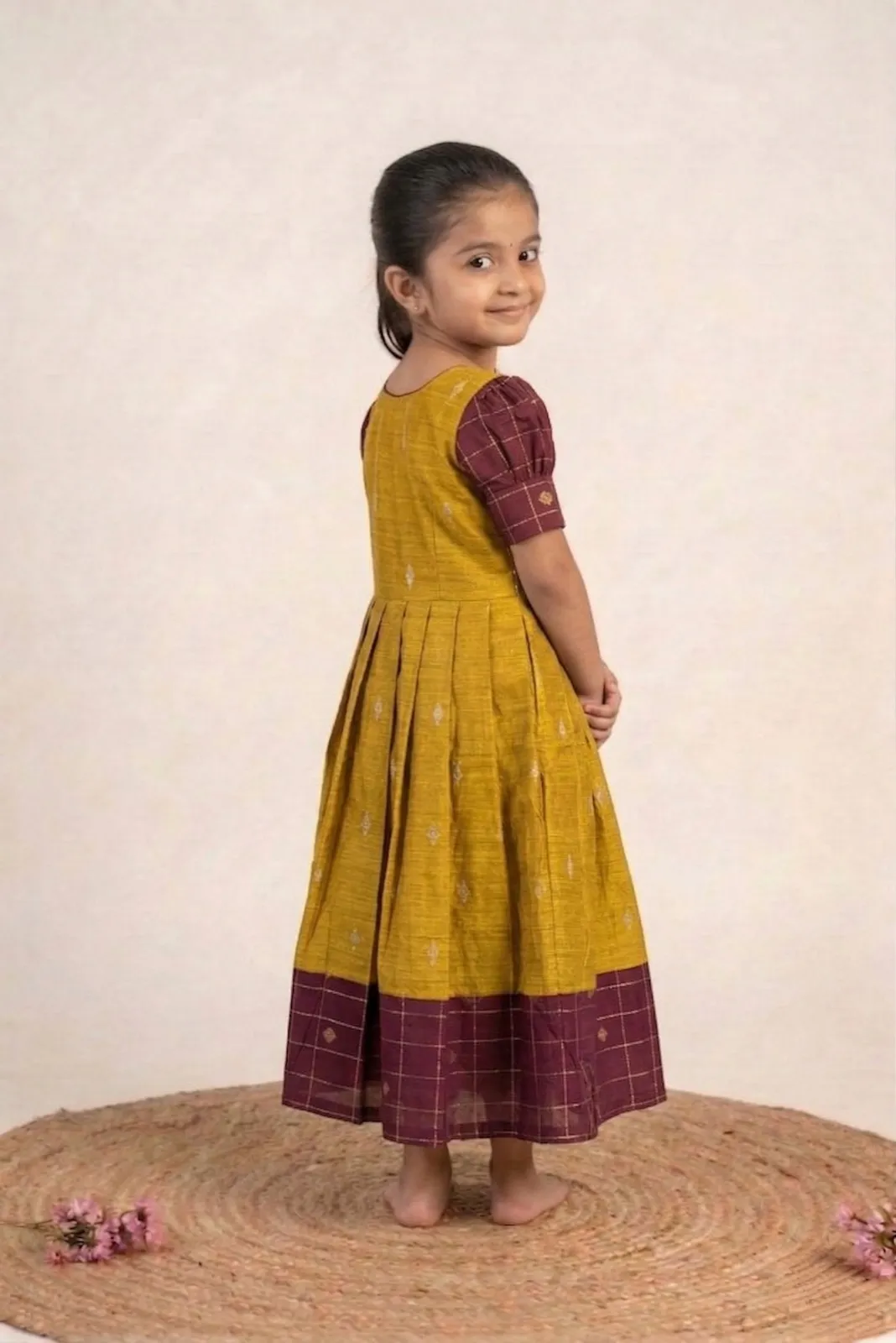 Yellow with Maroon Baby Frock