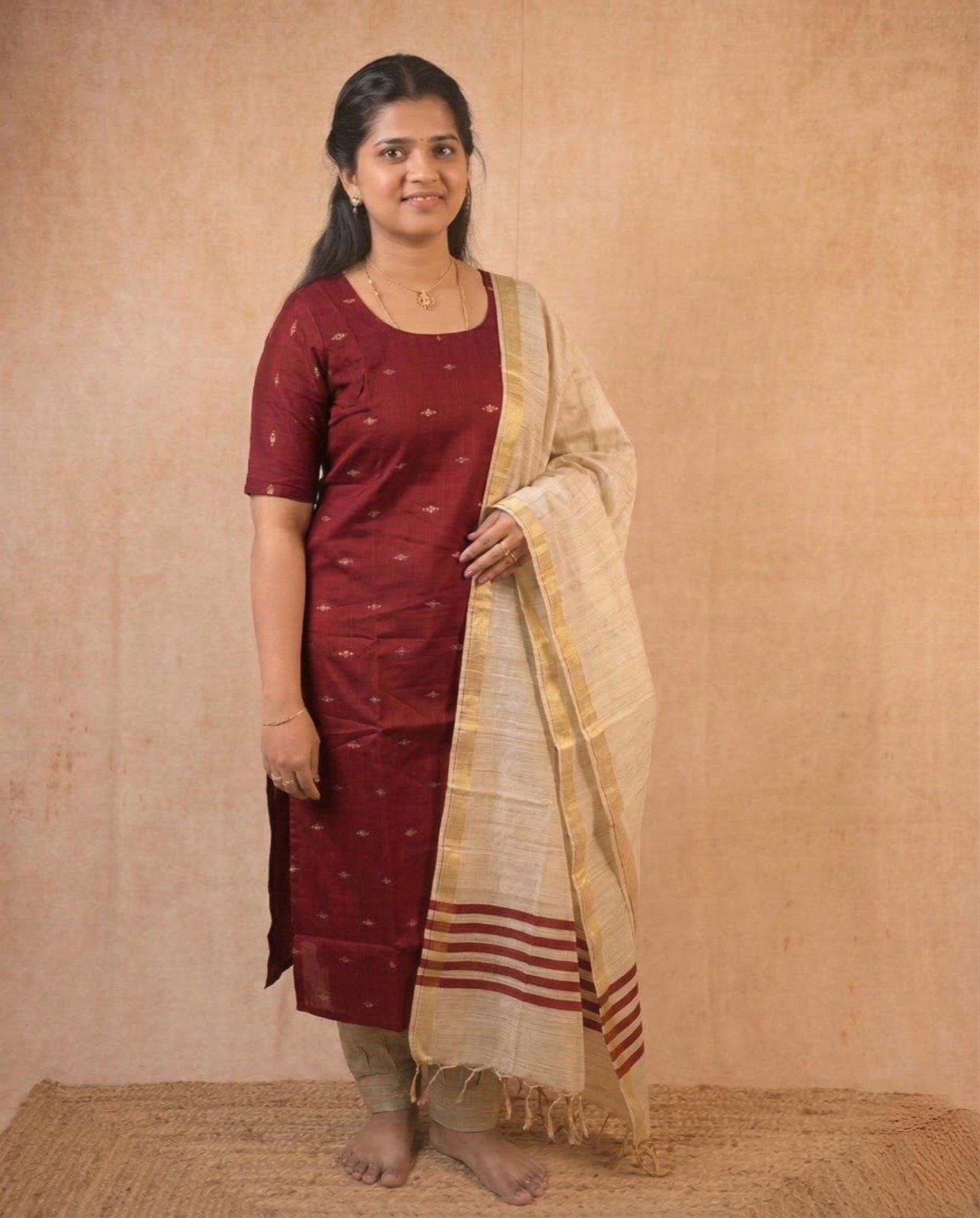 Red kurta Set with Shawl
