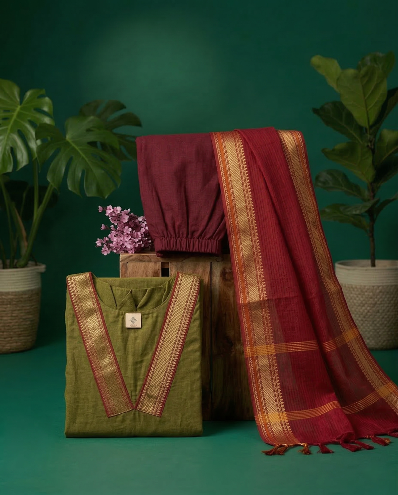 Olive Green kurta set